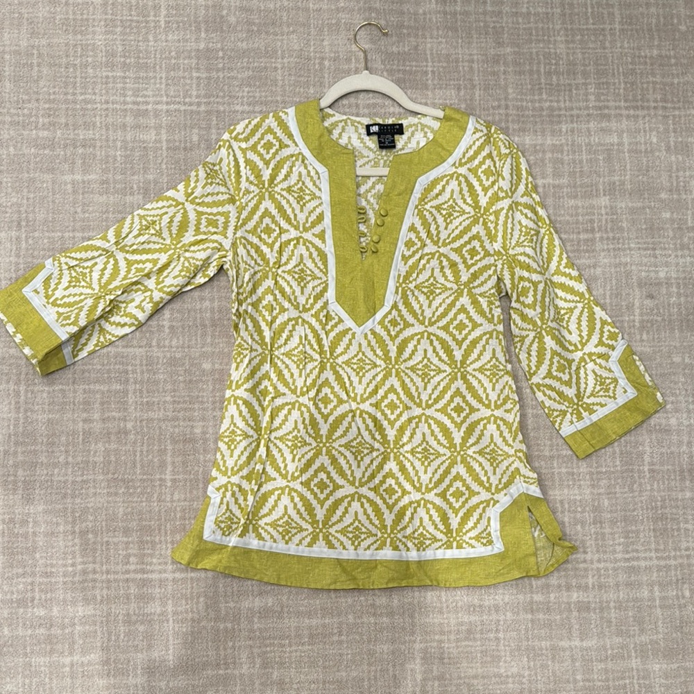 Chico's Yellow Patterned Women's Top